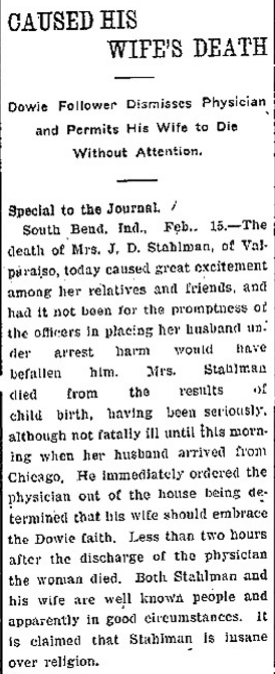 Stahlman wife's death article